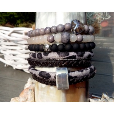 panter leren wikkelarmband zwart panter leren wikkelarmband zwart